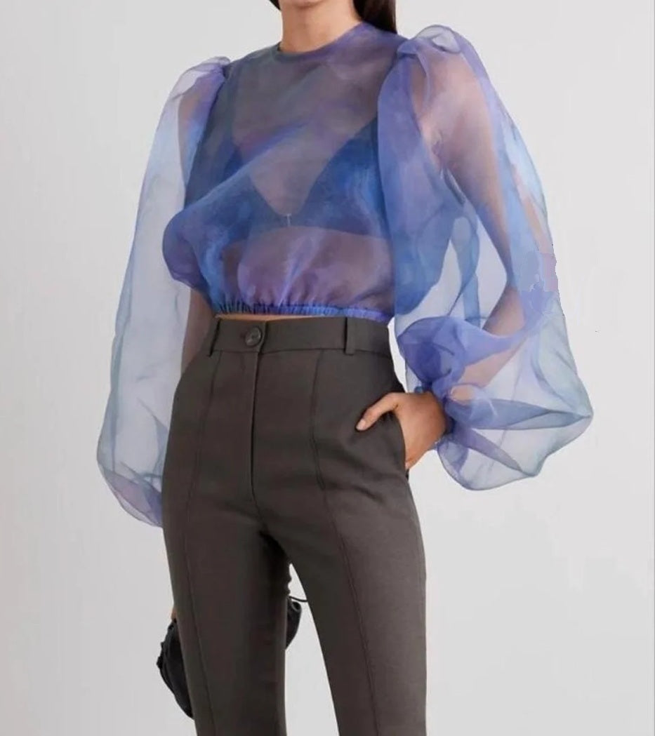 Weightless Womans Organza Blouse with Wide Sleeves