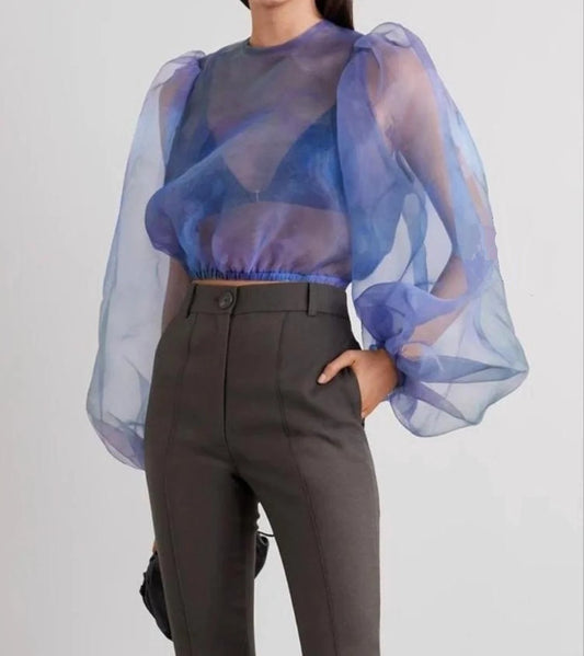 Weightless Womans Organza Blouse with Wide Sleeves