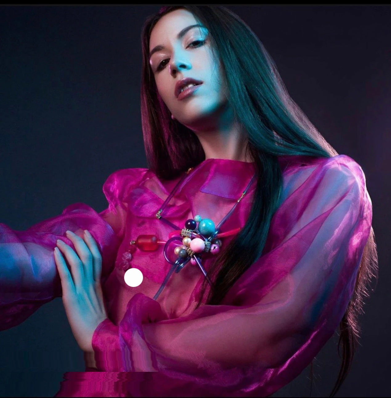 Weightless Organza Blouse with Wide Sleeves for Woman