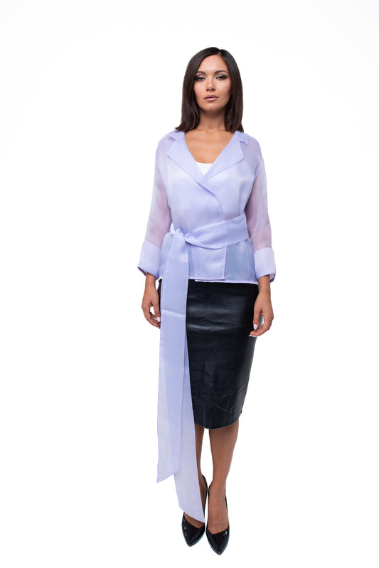 Jacket “Violet Draft” . Womens organza blazer with 3/4 sleaves
